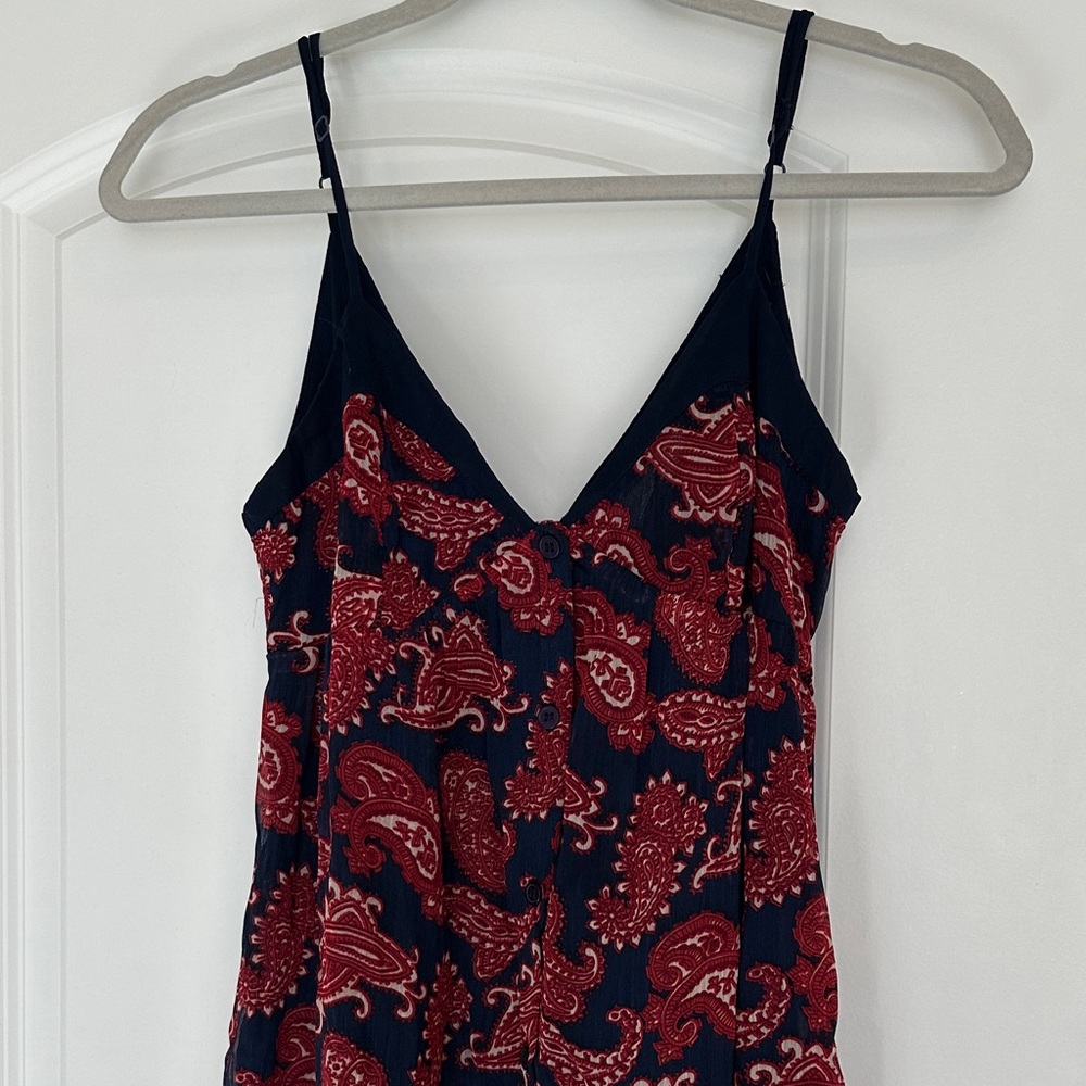 Red and Navy Paisley Maxi Dress